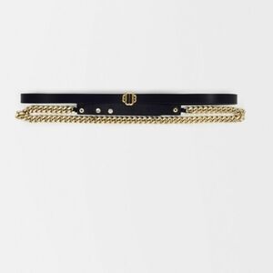 Maje Leather and chain double belt